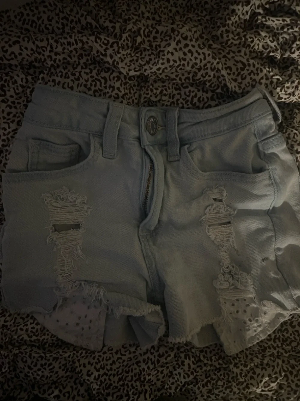 Girls used Justice Light Blue Distressed Denim Jean Shorts
